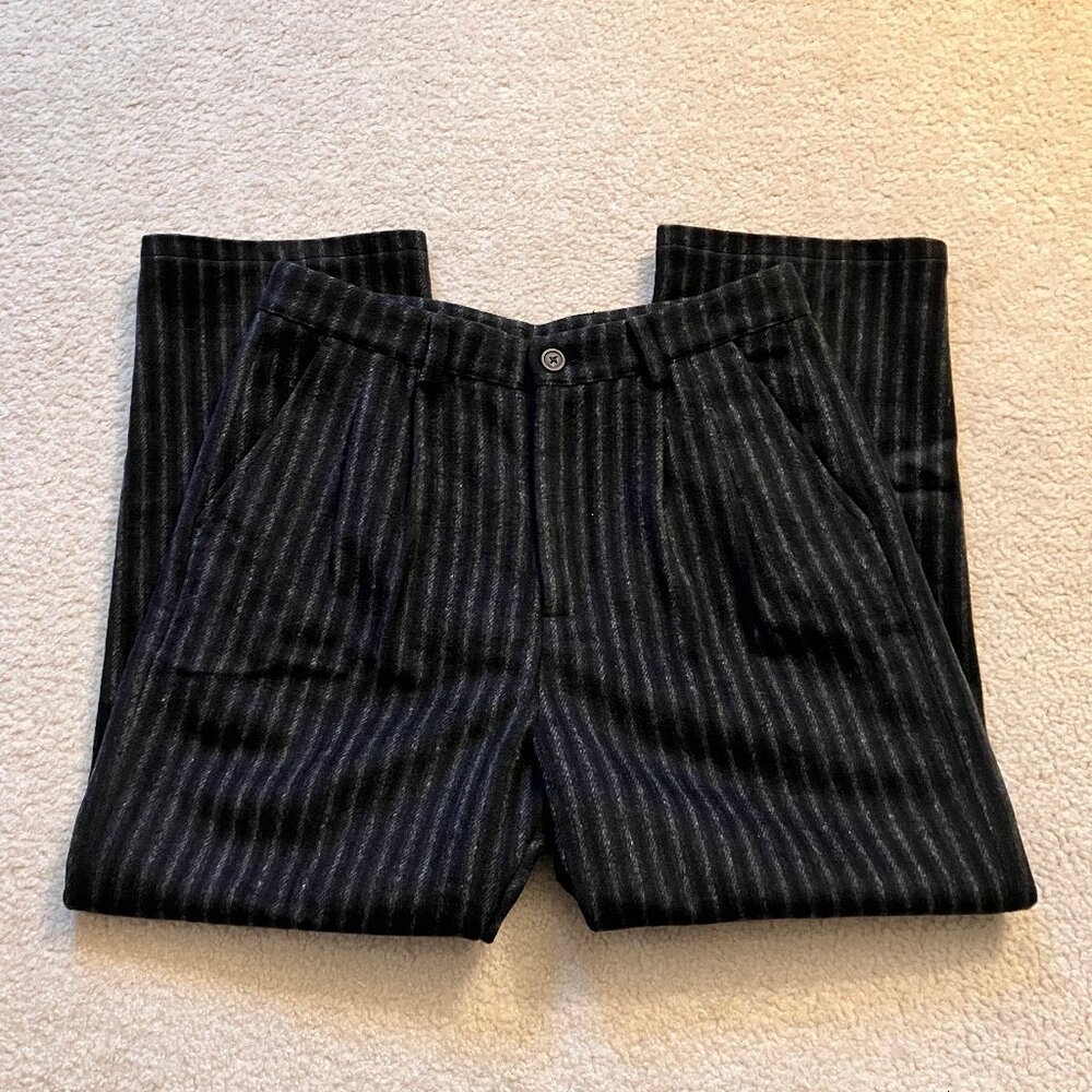 Soarin retro black and grey stripe pleated wide leg trousers